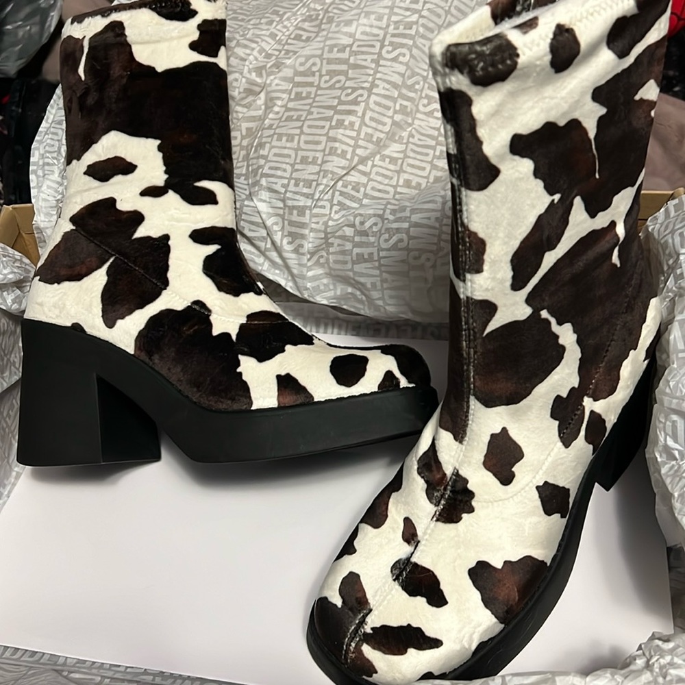 Steve Madden Klayton Cow Print Boots